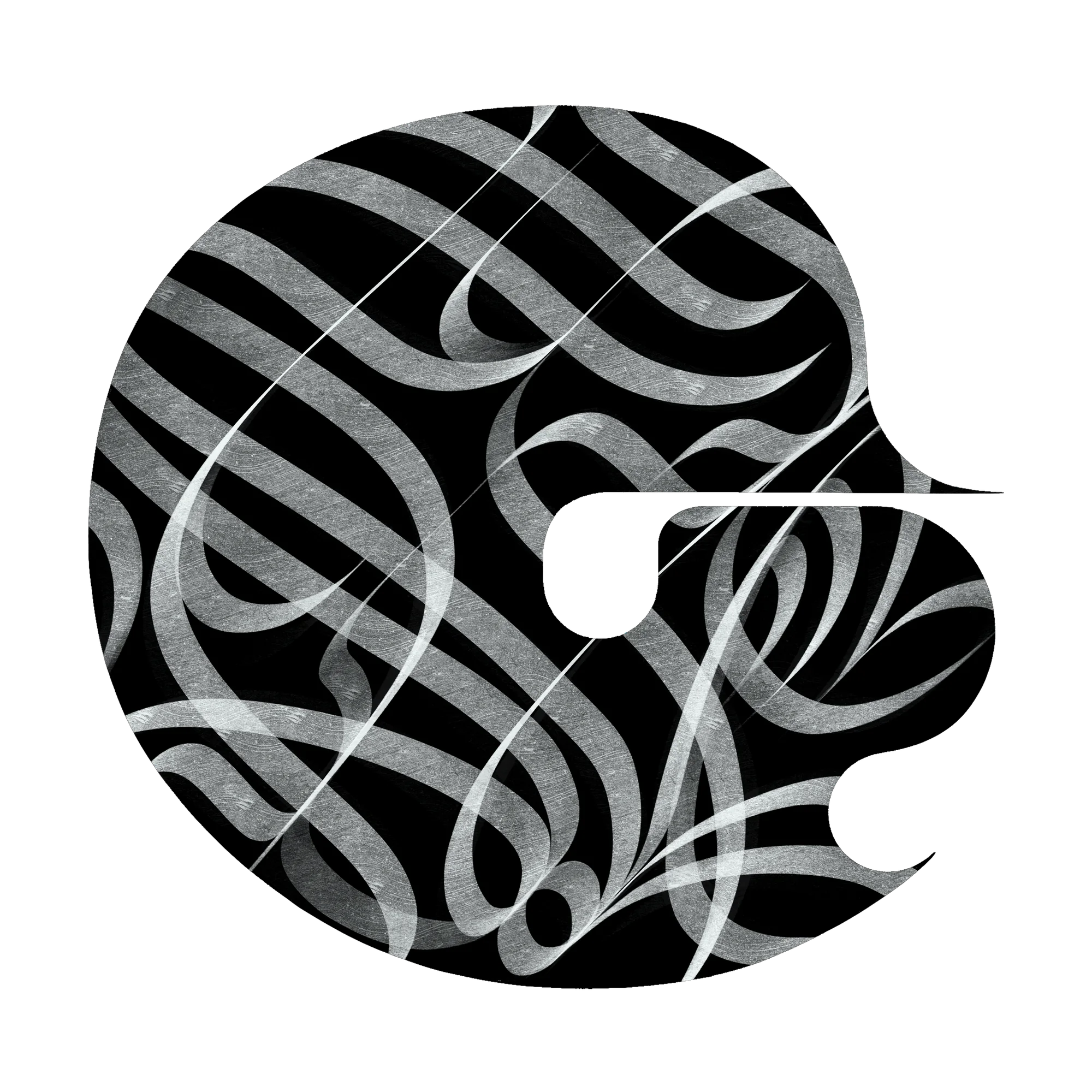 Letter G filled with knotted calligraphy