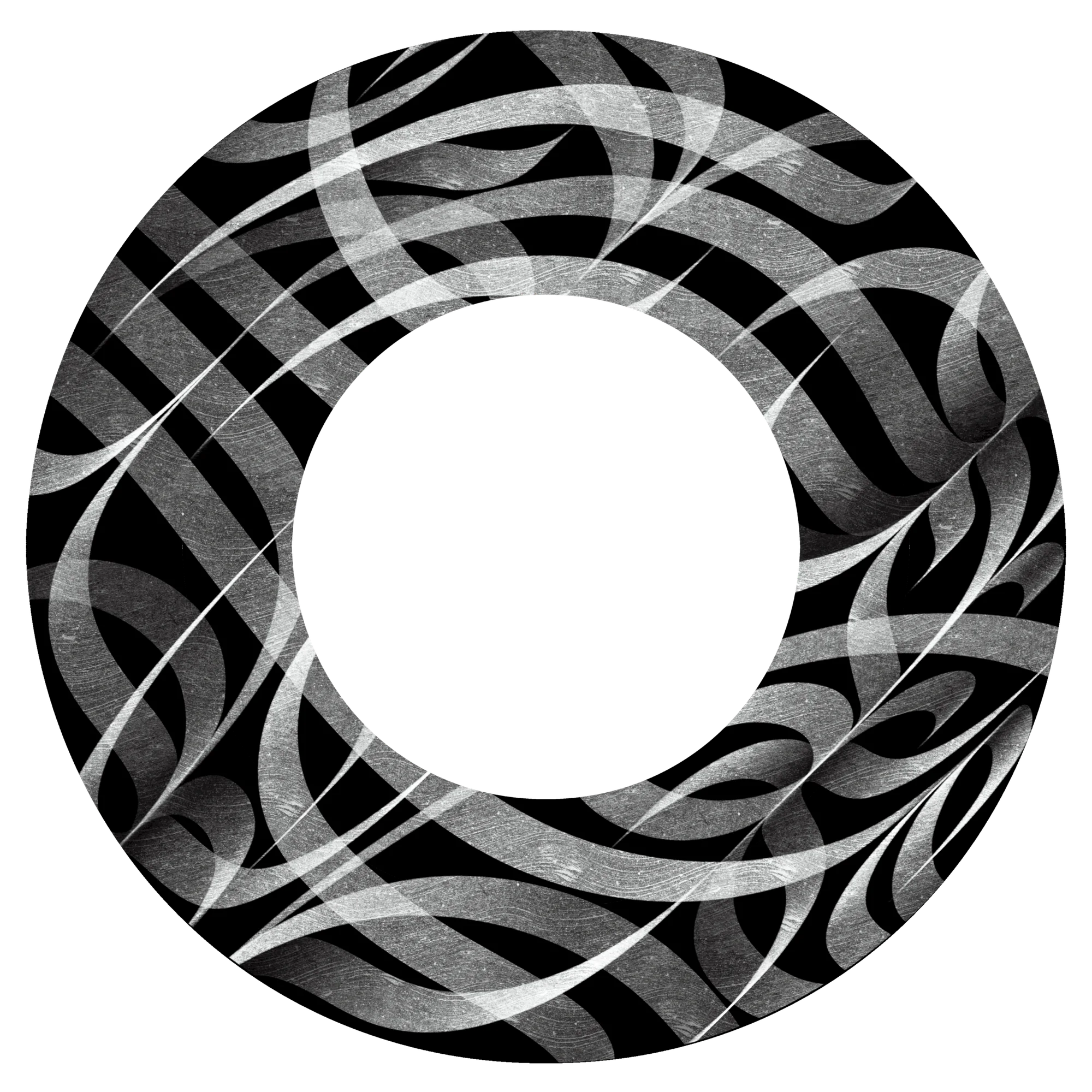 Letter O filled with knotted calligraphy