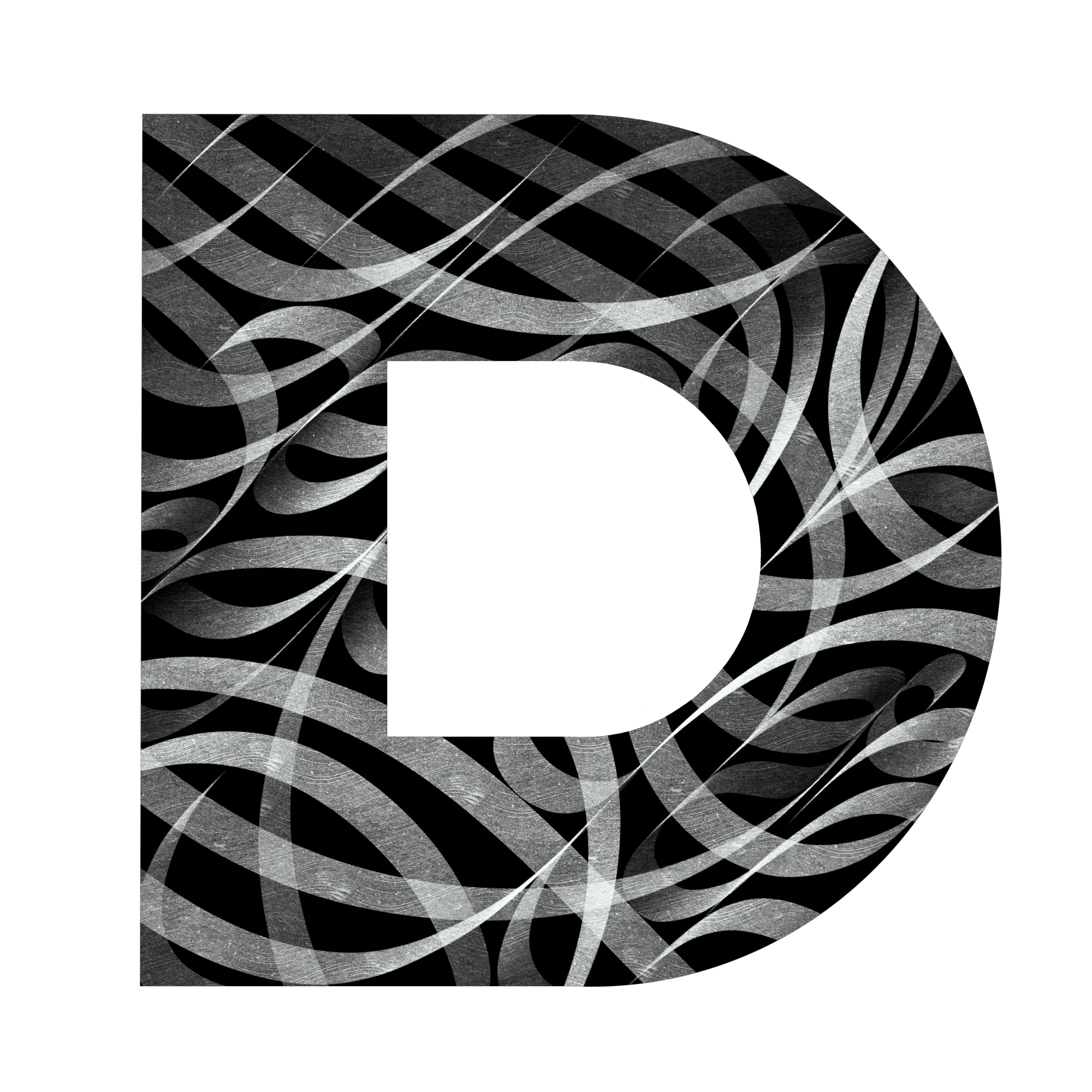 Letter D filled with knotted calligraphy